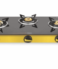 Vidiem Gas Stove G3 224 A Vantage (Yellow) | 3 Burner Gas Stove | Manual Ignition | 8mm Toughened Glass Top Gas Stove | Safety, Reliability, High Efficiency | ISI Certified | 2 years warranty